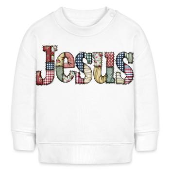 Patchwork Jesus Schriftzug - Baby Organic Sweatshirt Baby Changer von Stanley/Stella - Weiß - Vorne