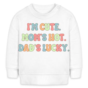 Retro lustiger Druck Ich bin süß, Mama heiß, Papa Glück - Baby Organic Sweatshirt Baby Changer von Stanley/Stella - Weiß - Vorne