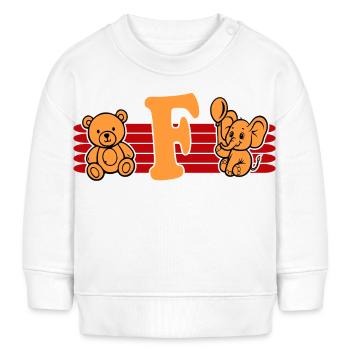 Baby Name Buchstabe F Vorname Teddybär Elefant - Baby Organic Sweatshirt Baby Changer von Stanley/Stella - Weiß - Vorne