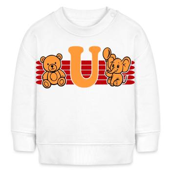 Baby Name Buchstabe U Vorname Teddybär Elefant - Baby Organic Sweatshirt Baby Changer von Stanley/Stella - Weiß - Vorne