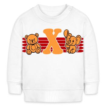 Baby Name Buchstabe X Vorname Teddybär Elefant - Baby Organic Sweatshirt Baby Changer von Stanley/Stella - Weiß - Vorne