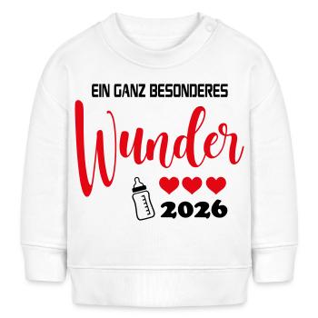 Ein Wunder 2026 Babysprüche Herz Milchflasche - Baby Organic Sweatshirt Baby Changer von Stanley/Stella - Weiß - Vorne