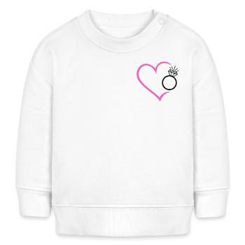 Coeur avec bague en diamant, alliance, alliance, mariée - Sweat bébé bio Stanley/Stella - blanc - Devant