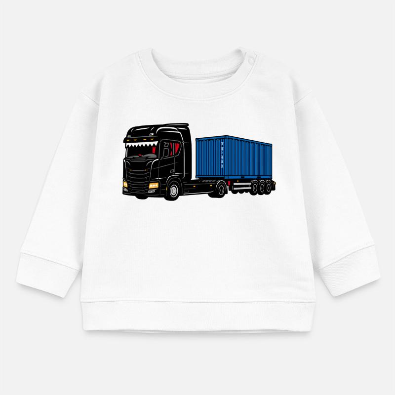 Container-Trucker auf Achse mit der Büchse. Baby Organic Sweatshirt Baby Changer von Stanley/Stella