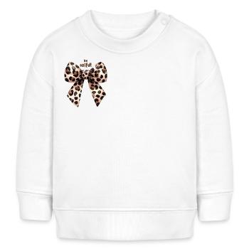Be Wild Leoparden-Schleife - Baby Organic Sweatshirt Baby Changer von Stanley/Stella - Weiß - Vorne