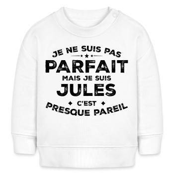 Jules Un Prénom, Une Attitude L’Humour Jules - Sweat bébé bio Stanley/Stella - blanc - Devant