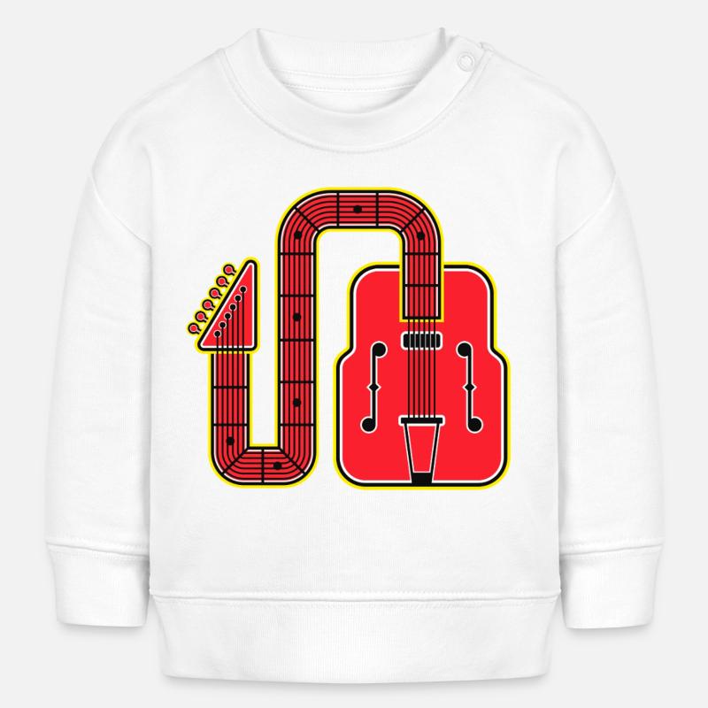 Guitare rétro à forme abstraite rouge - Sweat bébé bio Stanley/Stella - blanc