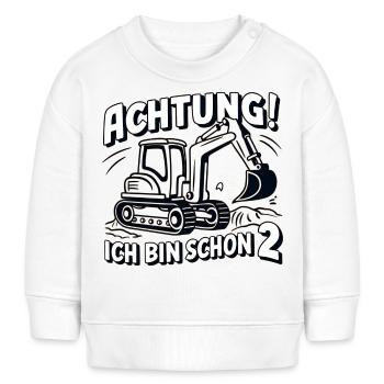 Ich bin schon 2 - Bagger - Baby Organic Sweatshirt Baby Changer von Stanley/Stella - Weiß - Vorne