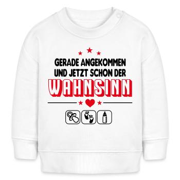 Gerade angekommen Wahnsinn Babysprüche Strampler - Baby Organic Sweatshirt Baby Changer von Stanley/Stella - Weiß - Vorne