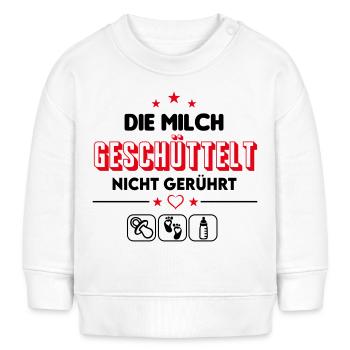 Milch Flasche geben Durst Essen Babysprüche - Baby Organic Sweatshirt Baby Changer von Stanley/Stella - Weiß - Vorne