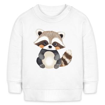 Waschbär Illustration - Baby Organic Sweatshirt Baby Changer von Stanley/Stella - Weiß - Vorne