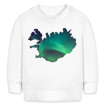 Iceland Iceland Northern Lights Topography Design - Baby Sweatshirt by Stanley/Stella - white - Front