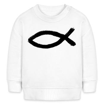 Jésus poisson noir Ichthys poisson poisson poisson - Sweat bébé bio Stanley/Stella - blanc - Devant