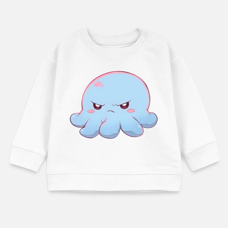 Blue grumpy octopus Baby Sweatshirt by Stanley/Stella