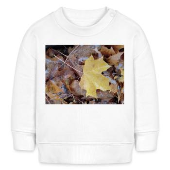 Gelbes Ahornblatt auch verregnetem Herbstteppich - Baby Organic Sweatshirt Baby Changer von Stanley/Stella - Weiß - Vorne