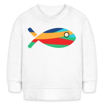 POISSON. SARDINE. POISSON D'AVRIL. MER. OCÉAN. NAT - Sweat bébé bio Stanley/Stella - blanc - Devant
