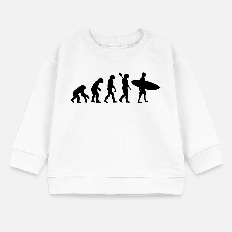 Surfer Funny Human Evolution Baby Sweatshirt by Stanley/Stella