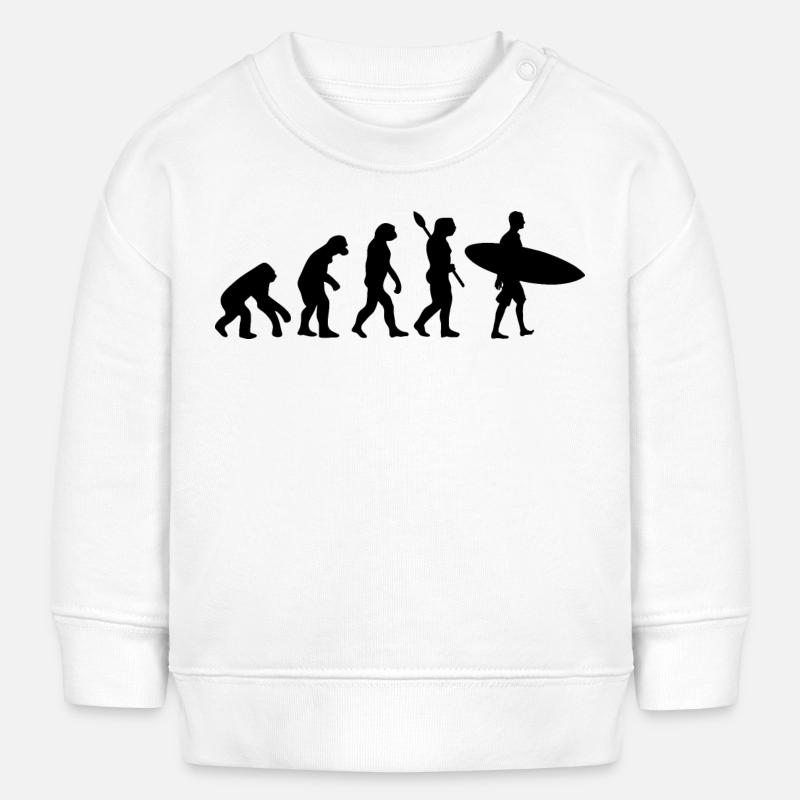 Surfer Funny Human Evolution - Baby Sweatshirt by Stanley/Stella - white