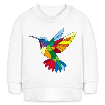 Mehrfarbiger Kolibri - Baby Organic Sweatshirt Baby Changer von Stanley/Stella - Weiß - Vorne