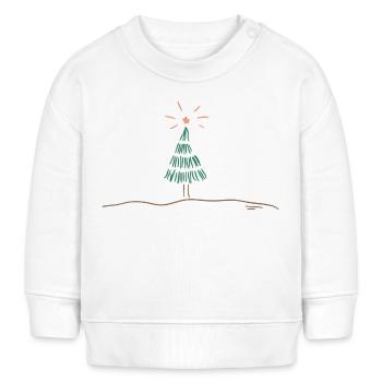 Festliche Weihnachtsbaum Skizze - Baby Organic Sweatshirt Baby Changer von Stanley/Stella - Weiß - Vorne