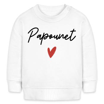 Papounet coeur idée cadeau  - Sweat bébé bio Stanley/Stella - blanc - Devant