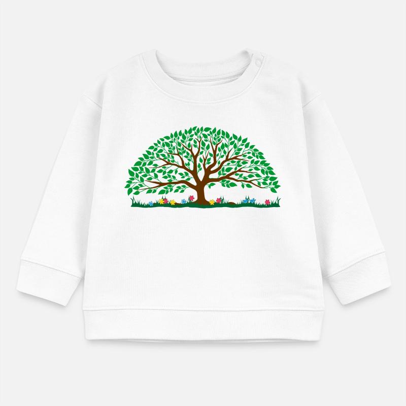 Arbre coloré – tronc brun avec feuilles vertes Sweat bébé bio Stanley/Stella