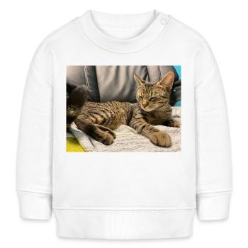 Gemütliche Tigerkatze im Licht - Baby Organic Sweatshirt Baby Changer von Stanley/Stella - Weiß - Vorne
