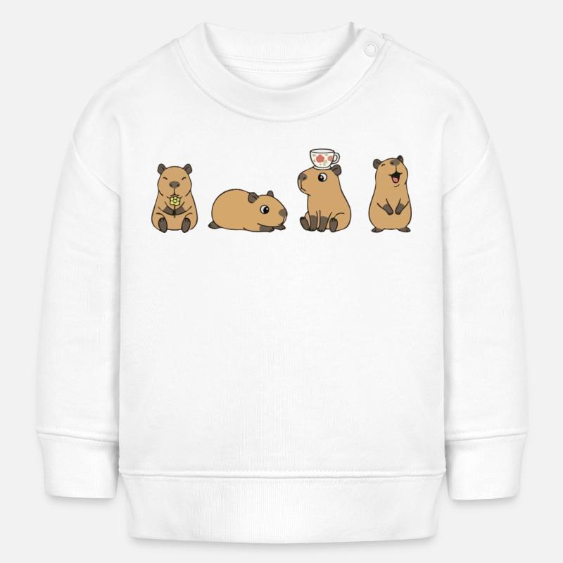 Capybara Tea Time Quartet - Baby Sweatshirt by Stanley/Stella - white