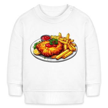 Schnitzel mit Pommes - Baby Organic Sweatshirt Baby Changer von Stanley/Stella - Weiß - Vorne