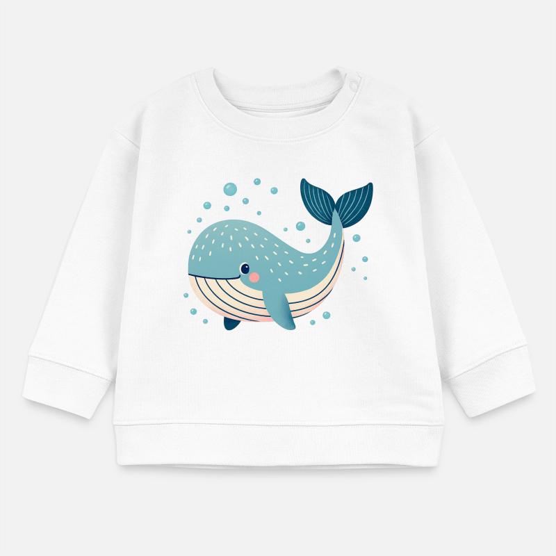 Baleine bleue avec bulles Sweat bébé bio Stanley/Stella