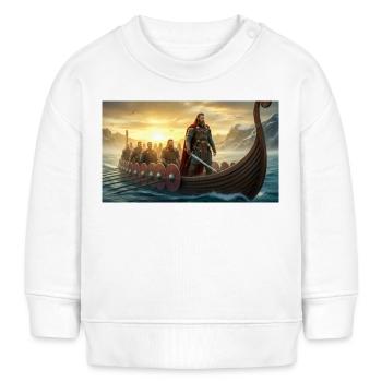 Beowulf kommt mit nordischen Kriegern in Dänemark an - Baby Organic Sweatshirt Baby Changer von Stanley/Stella - Weiß - Vorne