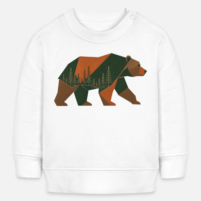 Geometric Forest Bear - Baby Sweatshirt by Stanley/Stella - white
