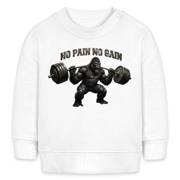 No Pain No Gain - Baby Organic Sweatshirt Baby Changer von Stanley/Stella - Weiß - Vorne