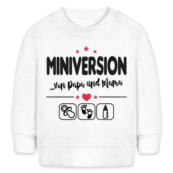 Miniversion Papa Mama Klein Babysprüche Nuckel - Baby Organic Sweatshirt Baby Changer von Stanley/Stella - Weiß - Vorne