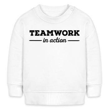 922360 1004360384 teamwork - Baby Organic Sweatshirt Baby Changer von Stanley/Stella - Weiß - Vorne