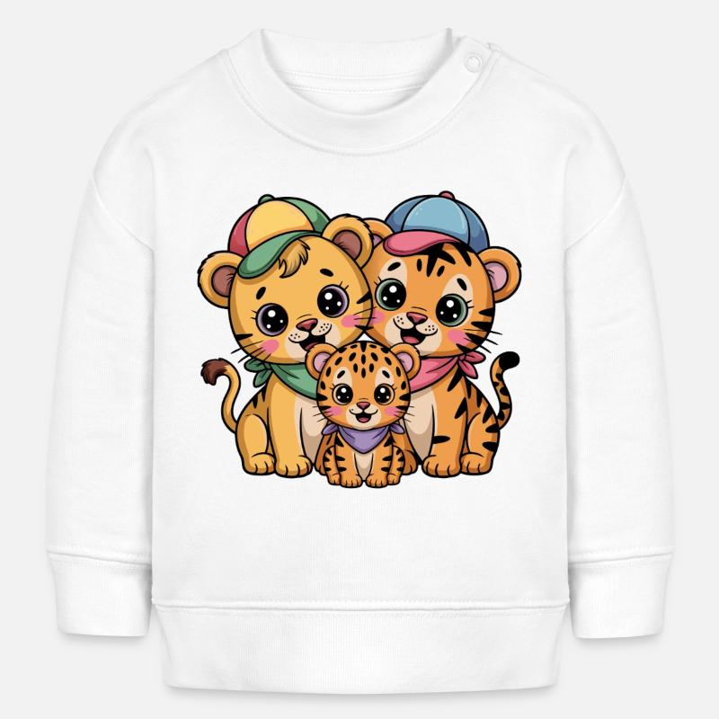 Amis Lion Tigre Léopard mignons - Sweat bébé bio Stanley/Stella - blanc