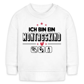 Montagskind Geboren am Montag Baby Säugling - Baby Organic Sweatshirt Baby Changer von Stanley/Stella - Weiß - Vorne