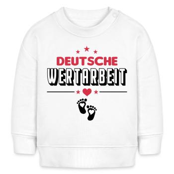 Deutsche Wertarbeit Babysprüche Milchflasche Herz - Baby Organic Sweatshirt Baby Changer von Stanley/Stella - Weiß - Vorne