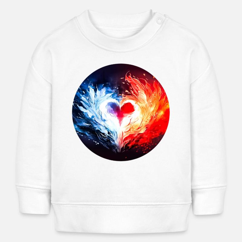 Cœur de feu et de glace - Sweat bébé bio Stanley/Stella - blanc
