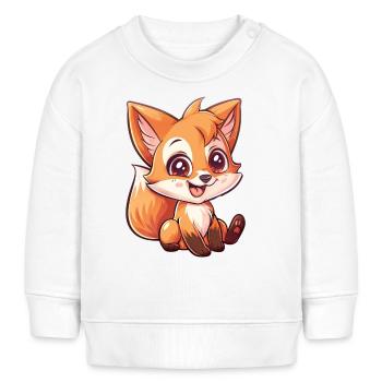 Niedlicher Fuchs Zeichentrickfigur - Baby Organic Sweatshirt Baby Changer von Stanley/Stella - Weiß - Vorne