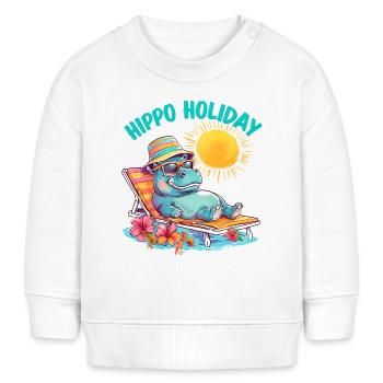 Hippo Holiday - Cooles Nilpferd auf Sonnenliege - Baby Organic Sweatshirt Baby Changer von Stanley/Stella - Weiß - Vorne