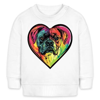 Boxer Hund Herz Liebe - Baby Organic Sweatshirt Baby Changer von Stanley/Stella - Weiß - Vorne