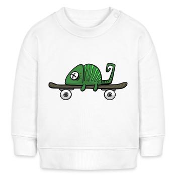 Chamäleon auf dem Skateboard. Für Skater und Fans - Baby Organic Sweatshirt Baby Changer von Stanley/Stella - Weiß - Vorne