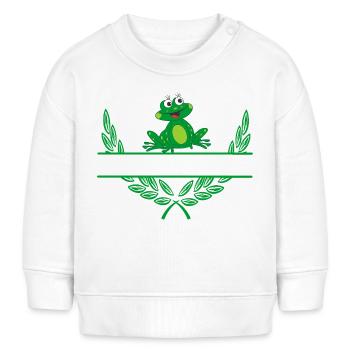 Frosch-Lorbeerkranz mit Namensraum - Baby Organic Sweatshirt Baby Changer von Stanley/Stella - Weiß - Vorne