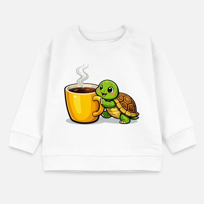Coffee Turtle with Steaming Mug Baby Sweatshirt by Stanley/Stella