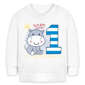 1. Geburtstag kleines Nilpferd Jungen Geschenk - Baby Organic Sweatshirt Baby Changer von Stanley/Stella - Weiß - Vorne