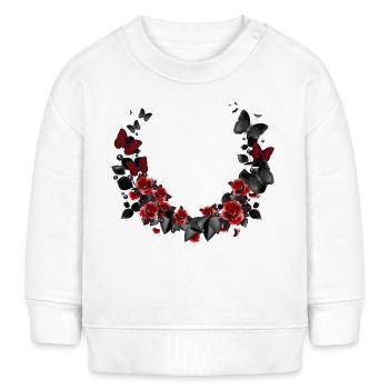belle couronne de roses et de papillons - Sweat bébé bio Stanley/Stella - blanc - Devant