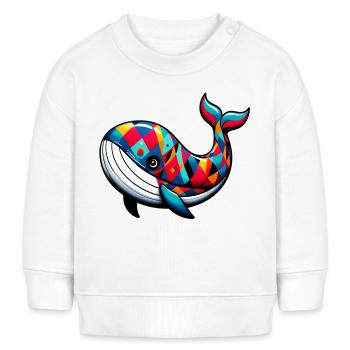 Arlequin baleine - Sweat bébé bio Stanley/Stella - blanc - Devant