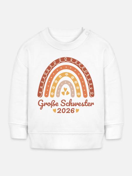 Große Schwester 2026 Regenbogen - Baby Organic Sweatshirt Baby Changer von Stanley/Stella - Weiß