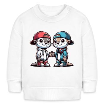 Deux copains loutres mignons copains pour toujours - Sweat bébé bio Stanley/Stella - blanc - Devant